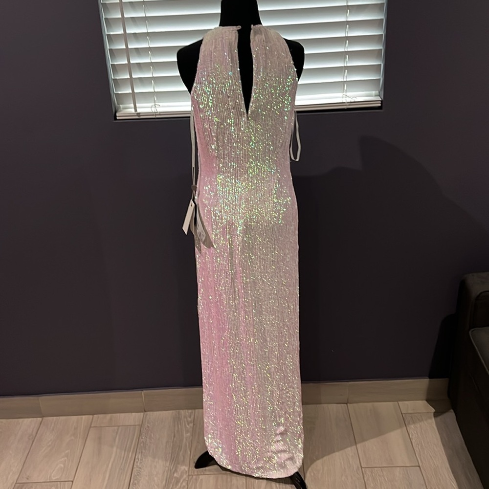 Retrofete Maxi dress iridescent sequence with belt - Picture 7 of 17